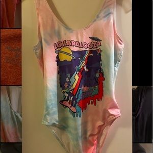 Pink and Blue Tie Dye Bodysuit with Design